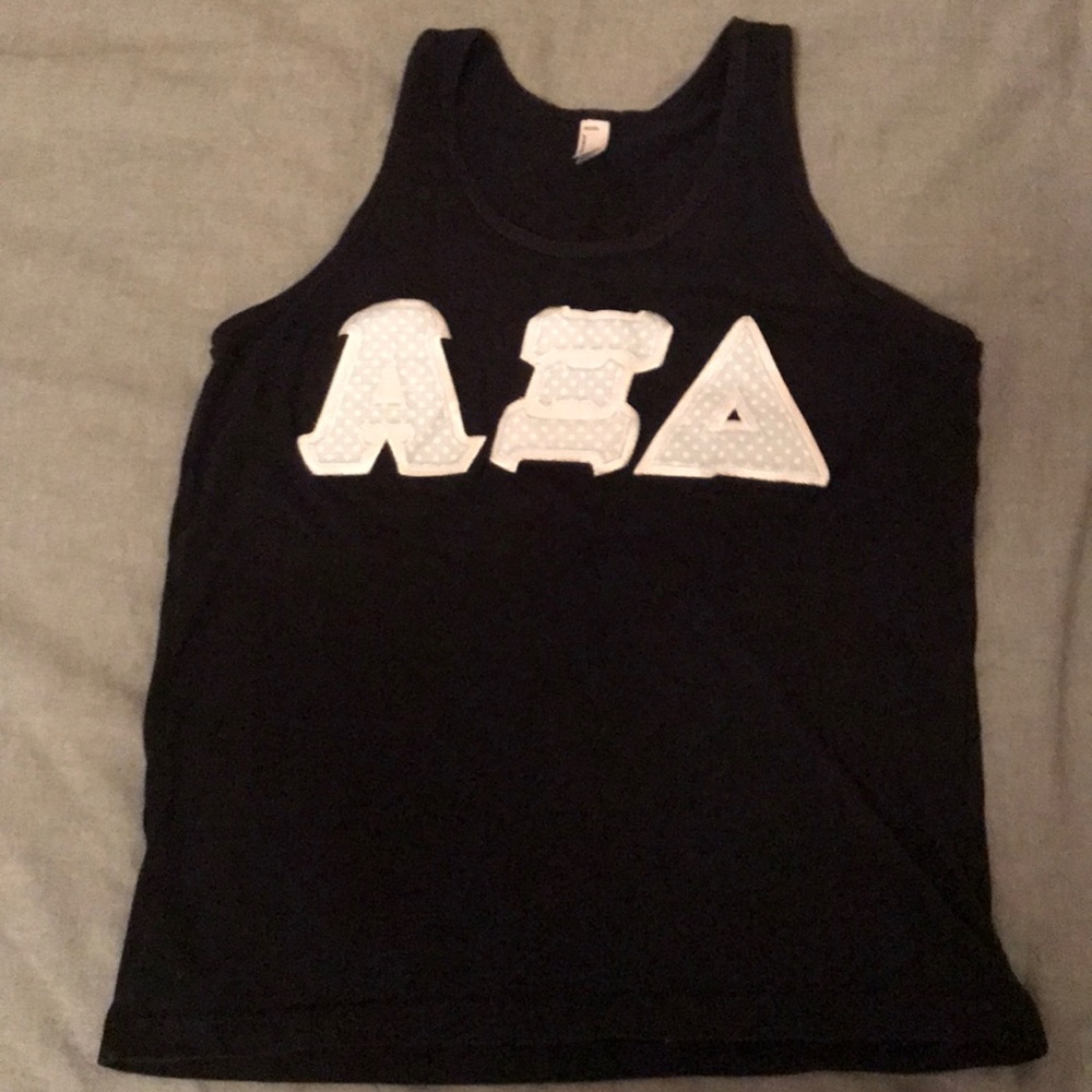 AXiD Tank Top with Light Blue Polka-Dot Letters